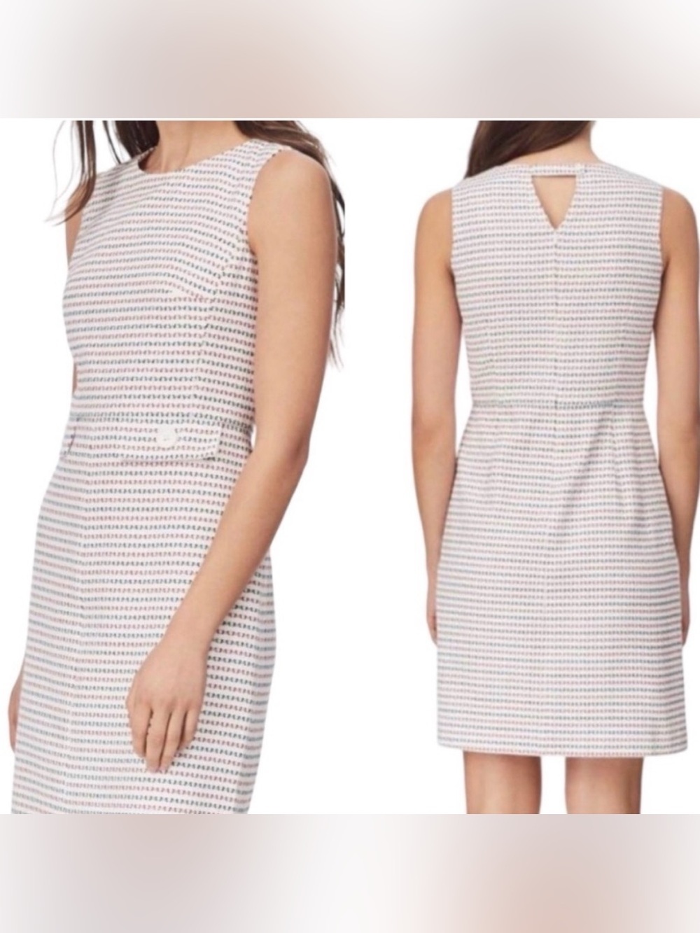 Brooks Brothers Jacquard Striped Cutout Back Shift Dress size 12